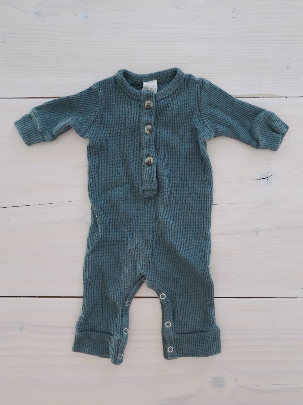 Kate Quinn Newborn Organic Cotton Waffle Weave Thermal Dark Teal